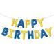 Куля фольгована напис надувний 40 см Happy Birthday Патріотичний Синій та жовтий 12514 фото 2