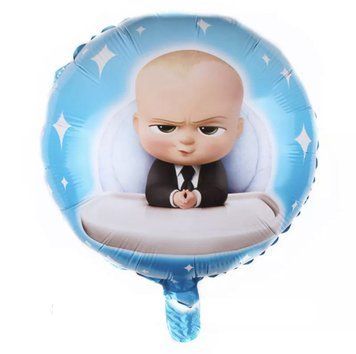 Куля фольгована кругла 18" 45 см з малюнком Бебі Босс Синій 999838389195 фото