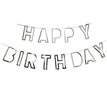Надпись картонная 11х16 см Happy Birthday контур Серебро 07855 фото