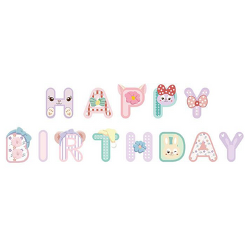 Надпись картонная Happy Birthday Зайка милашка Лиловый 08251 фото
