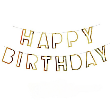 Надпись картонная 11х16 см Happy Birthday контур Золото 07856 фото