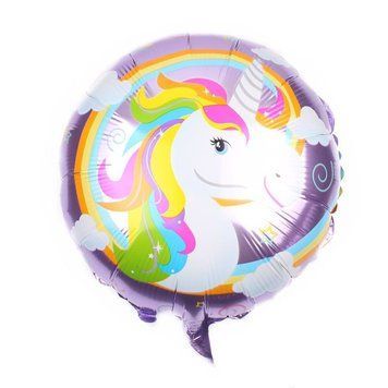 Шар фольгированный круглый 18" 45 см с рисунком Единорог с яркой гривой Белый 12280 фото