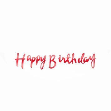 Надпись картонная Happy Birthday прописью Красный 1,5 метра 10182 фото