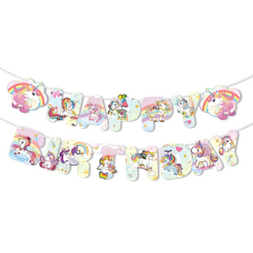 Надпись картонная Happy Birthday Единорог с радужной гривой 08142 фото